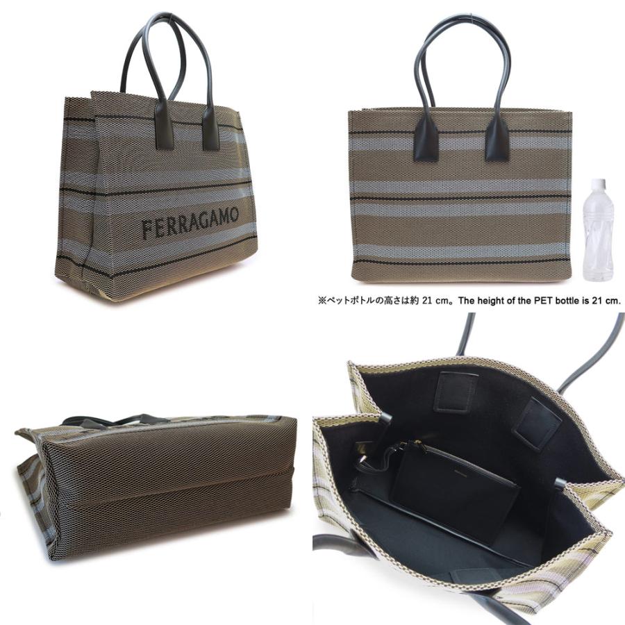 フェラガモ トートバッグ レディース 214955 ショルダーバッグ ボーダー ロゴ マルチカラー A4サイズ収納可 FERRAGAMOの画像