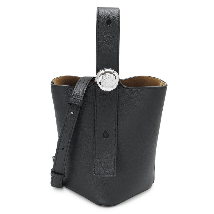 LOEWE ロエベ ぺブルバッグ ハンドバッグ ショルダーバッグ ブラック レザー AANBBBMX02 1100 シルバー金具 LOEWE（ロエベ） バケットバッグ ミニ レディース AANBBBMX02 1100