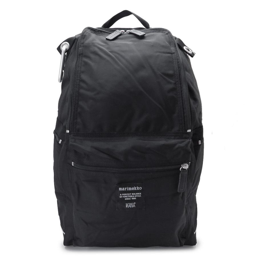 【美品】マリメッコ バディ リュック バッグパック　カラビナ付 黒 ブラック marimekko（マリメッコ） バックパック BUDDY バディ Roadie ローディ