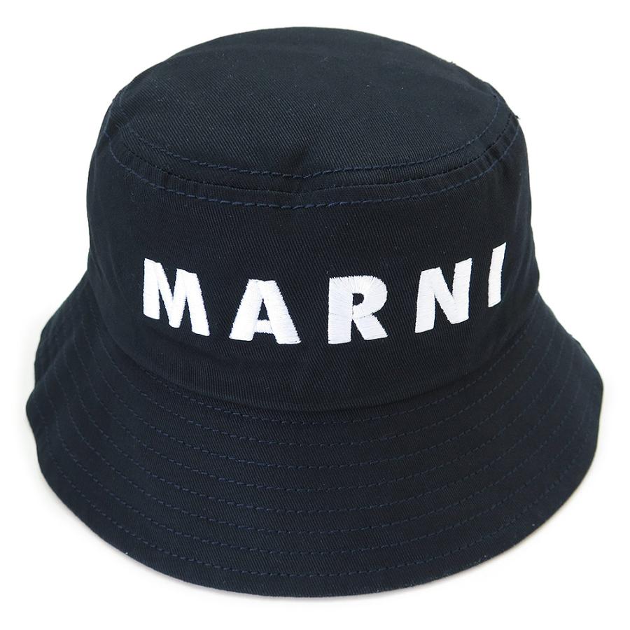 マルニ バケットハット 帽子 キッズ M01458 M00J2 0M803 子供服 フィッシャーマンハット ロゴ ブルーネイビー MARNI 爆買の画像