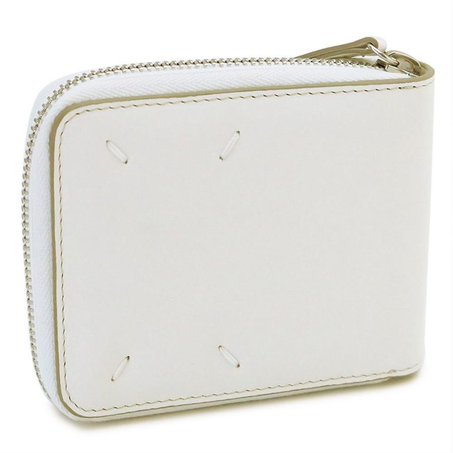 メゾンマルジェラ 折財布 ラウンドファスナー レザー ホワイト  