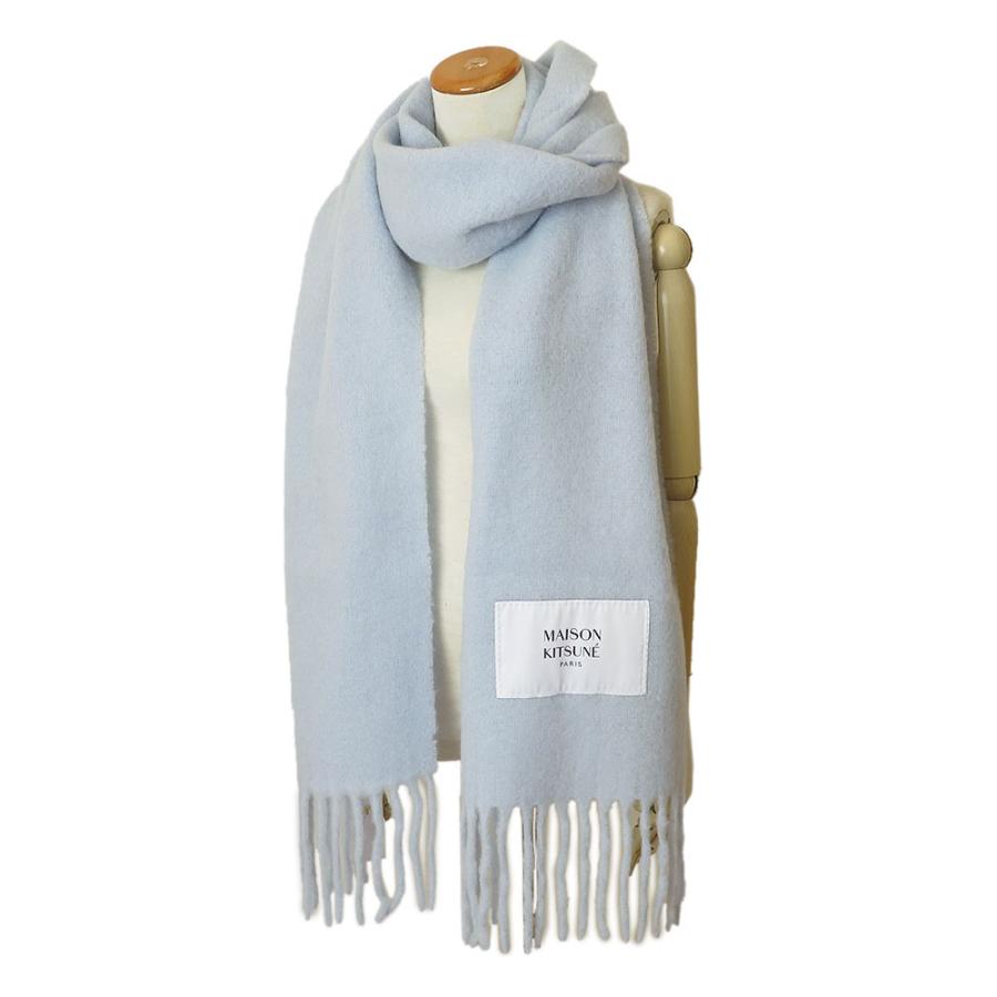 新品　メゾンキツネ MAISON KITSUNE マフラー　ストール　カーキ Maison Kitsune Alpaca Scarf☆メゾンキツネ ロゴ マフラー (MAISON