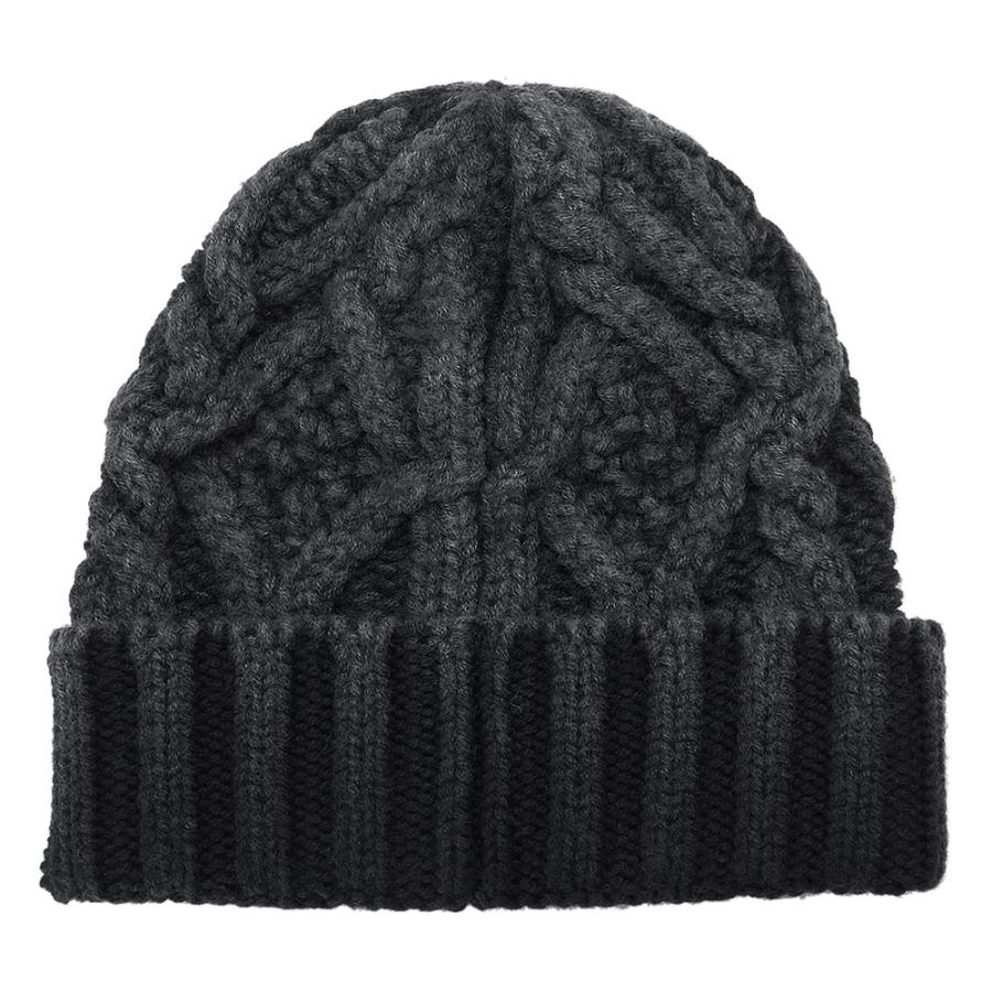 MONCLER ケーブル編み ニット帽 ダークグレー MONCLER グレー ケーブル編み ニット帽