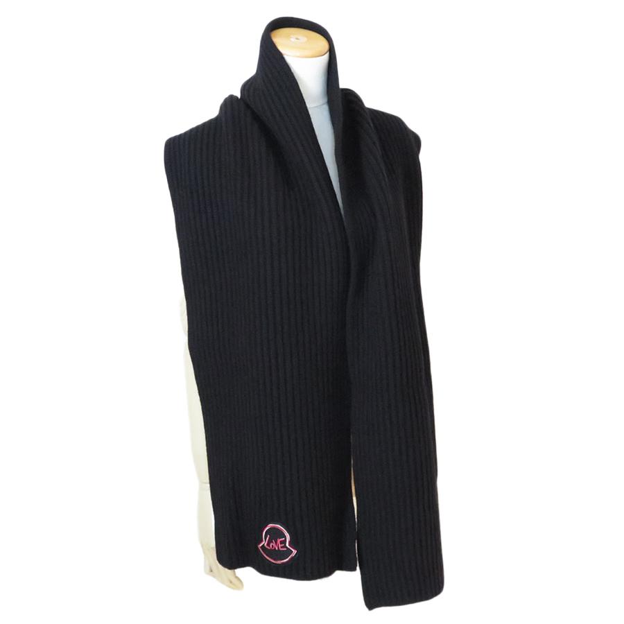 モンクレール マフラー ストール 3C00021 M1127 999 ウール カシミア ブラック MONCLER SCIARPA モンクレール  LOVE Muffler