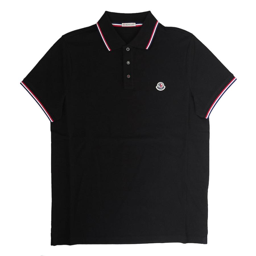 【早い者勝ち美品】MONCLER モンクレールトリコロール半袖ポロシャツ黒系XS MONCLER (モンクレール) ワンポイント ロゴワッペン
