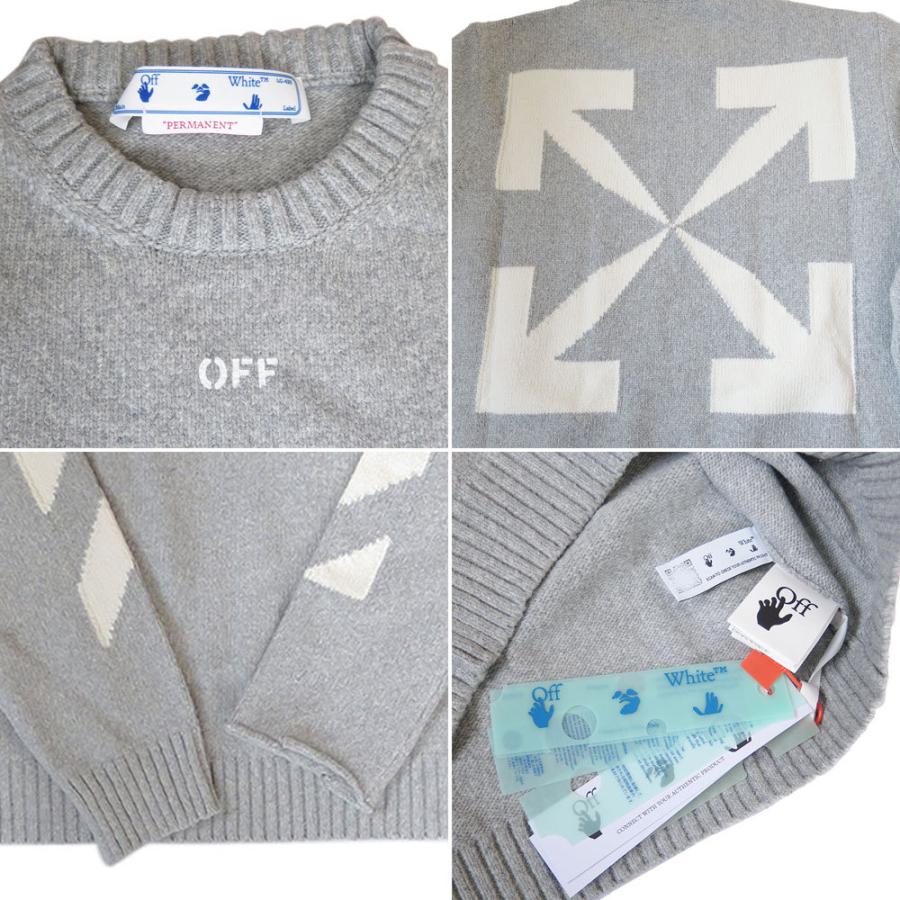 オフホワイト ニット セーター メンズ OMHE023C99KNI001 ストライプ アロー DIAG KNIT CREWNECK｜1pia｜07