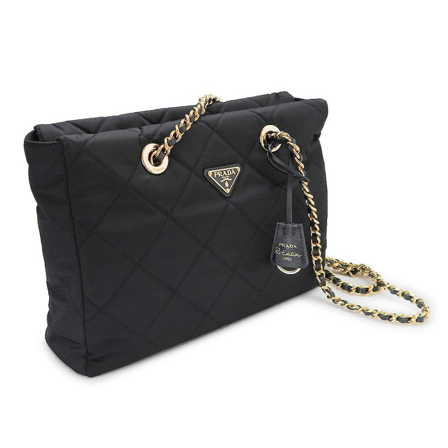 プラダ ショルダーバッグ レディース Re-Edition 1995 チェーンバッグ トートバッグ 三角ロゴ ブラック 黒 PRADA 1BG529 2AOS F0002_2