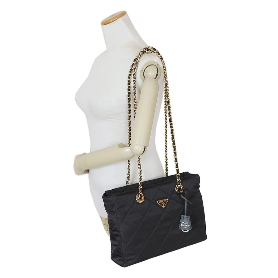 プラダ ショルダーバッグ レディース Re-Edition 1995 チェーンバッグ トートバッグ 三角ロゴ ブラック 黒 PRADA 1BG529 2AOS F0002_8