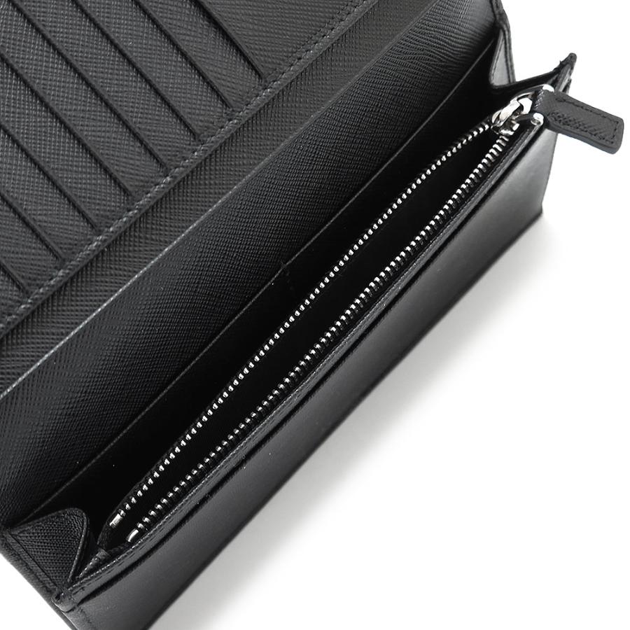プラダ 長財布 メンズ サフィアーノ トライアングル 2MV836 QHH F0002 二つ折りフラップ かぶせ蓋 レザー ブラック 黒 PRADAの画像
