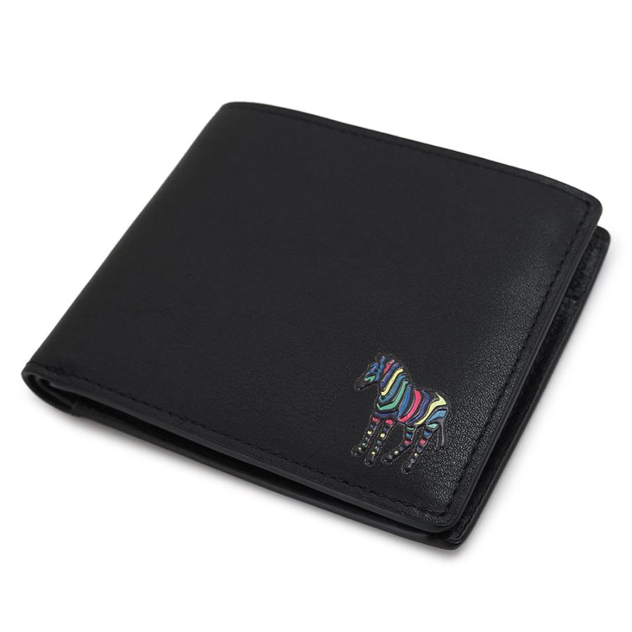 Paul Smith 王冠　ランダムロゴ　ブラック 二つ折り財布 ポールスミス Paul Smith 二つ折り財布 ブラック メンズ PAUL