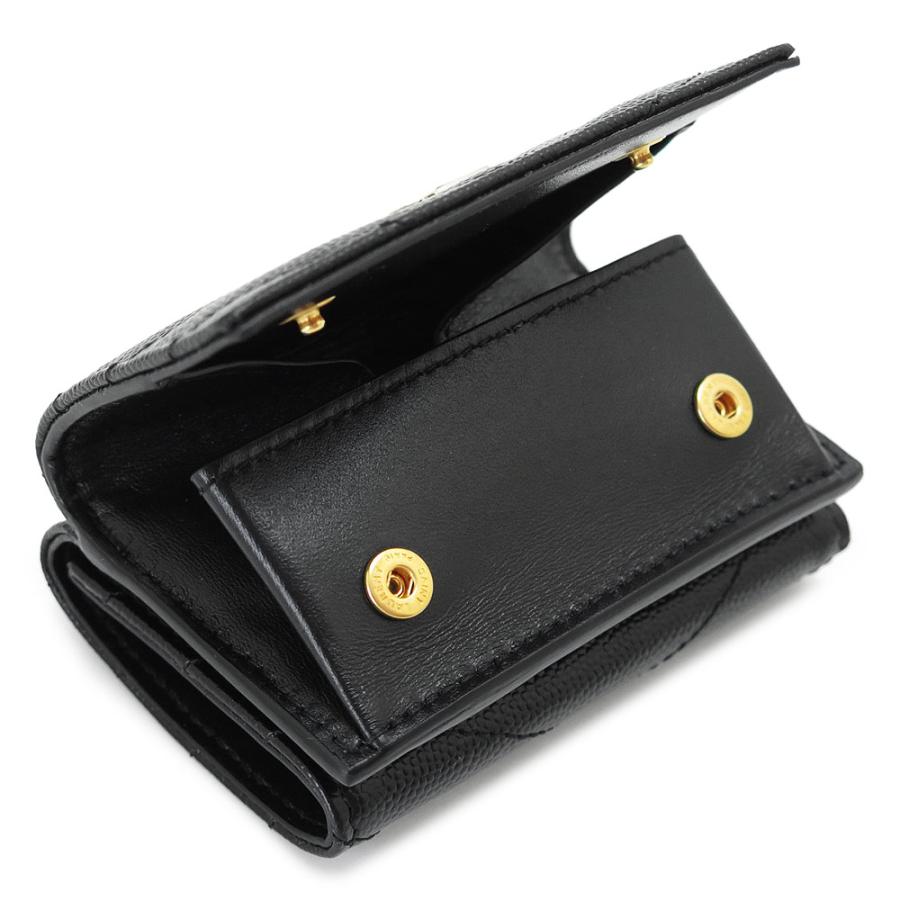 サンローラン 折財布 レディース 668274 BOWA1 1000 三つ折り財布 コンパクト財布 ミニ財布 キルティング レザー ブラック 黒 YSL SAINT LAURENT 2026年春夏新作の画像