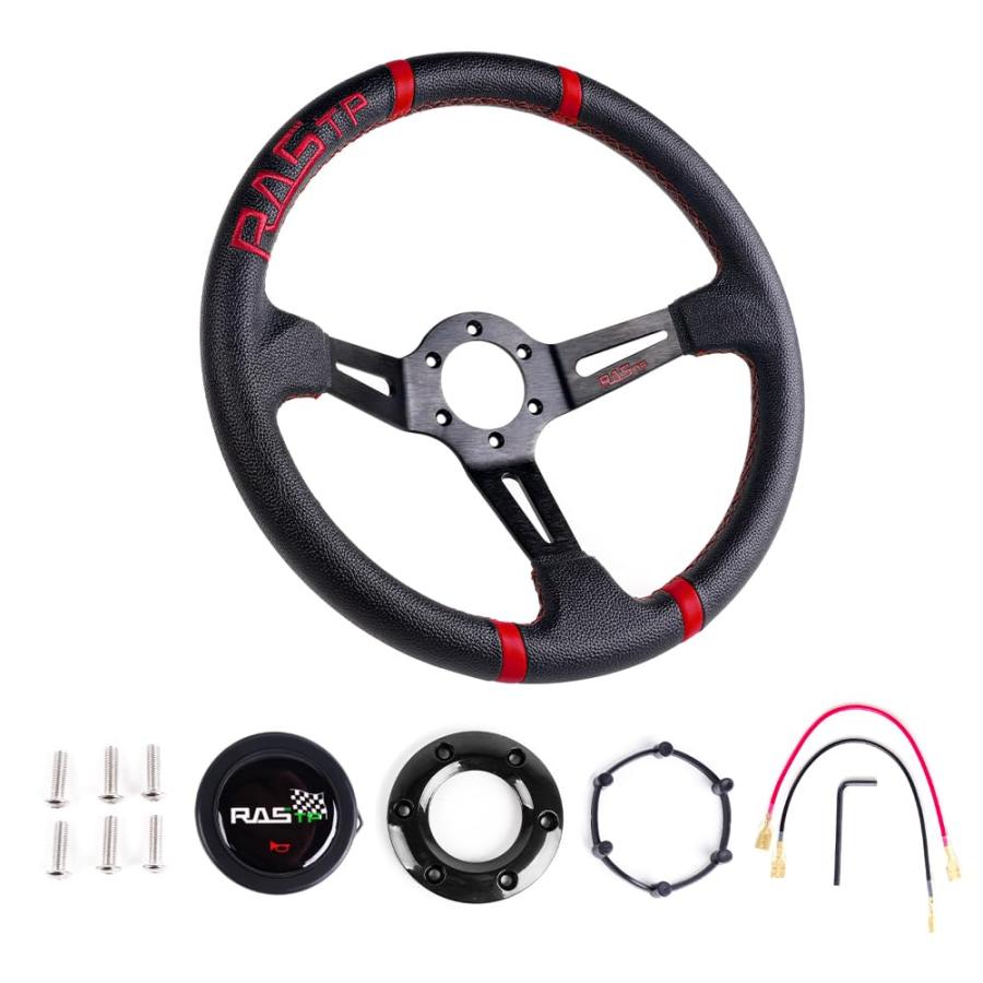 並行輸入品】RASTP ステアリング ハンドル 直径345mm 軽量アルミニウム