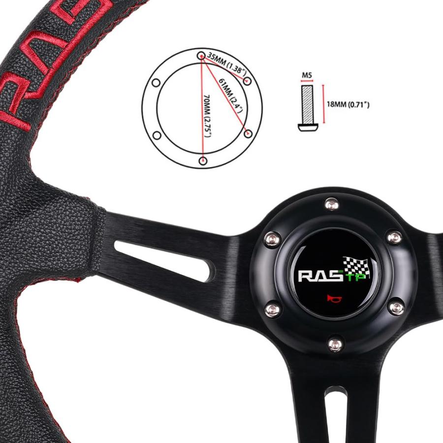 並行輸入品】RASTP ステアリング ハンドル 直径345mm 軽量アルミニウム