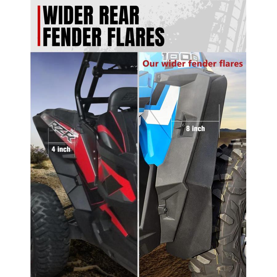 【並行輸入品】A & UTV PRO 幅広フロントマッドフラップ&リアフェンダーフレアキット Polaris RZR XP/XP 4 1000の画像