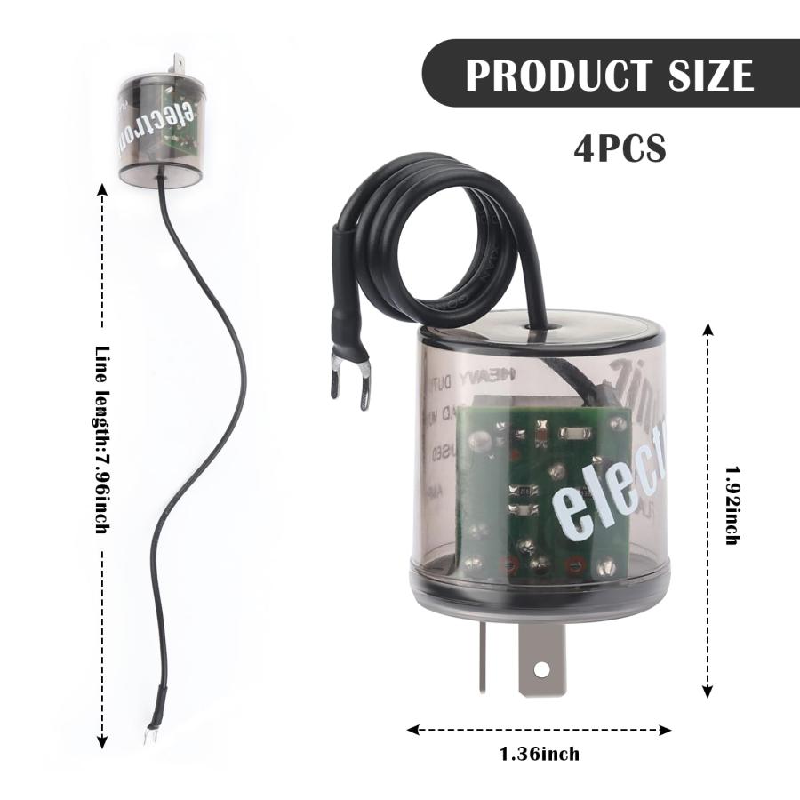 並行輸入品】LEDフラッシャーリレー 2ピン アース線付き 4個 12V