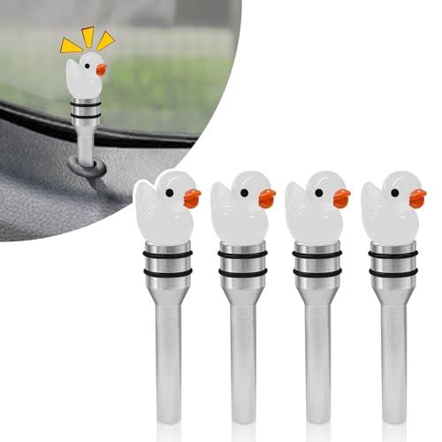 あひる様用 並行輸入品】xbrtaia かわいいアヒルの車のドアロックノブ、4つの白い