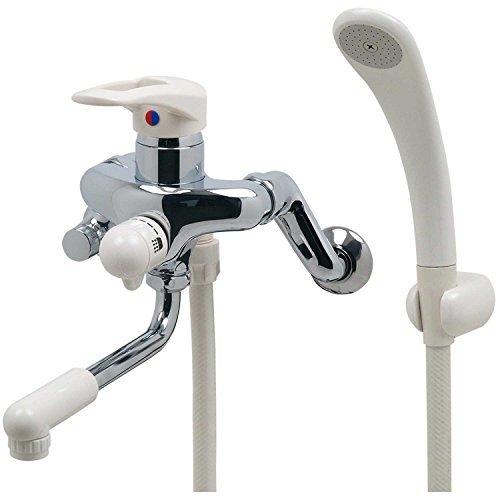 カクダイ 浴室用 壁付 シングルレバー混合栓 節水シャワー付 パイプ先端が熱くない 樹脂レバー 一般地仕様 143-008