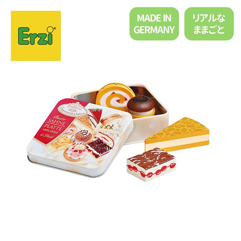Erzi（エルツィ） エリツィ ミニケーキアソート 木製ままごと食材 缶