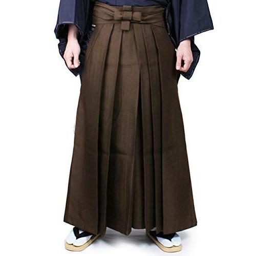 オオキニ 袴 メンズ 剣道 男性用 無地 馬乗り袴 豪華ラッピング無料 卒業式 紐下99cm 成人式 着物 弓道 ブラウン Llサイズ 正装