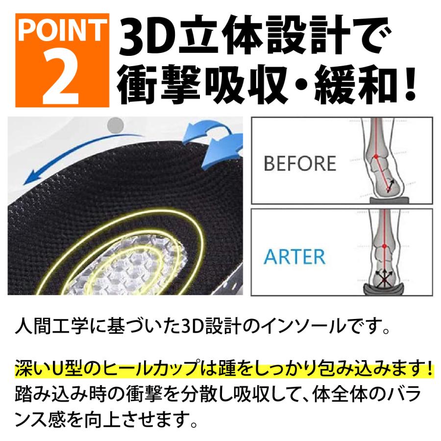 インソール 衝撃吸収 中敷 中敷き 25〜28cm スポーツ 扁平足 かかと 疲れない 消臭 防臭 クッション 足裏｜1stmarket-0103｜09