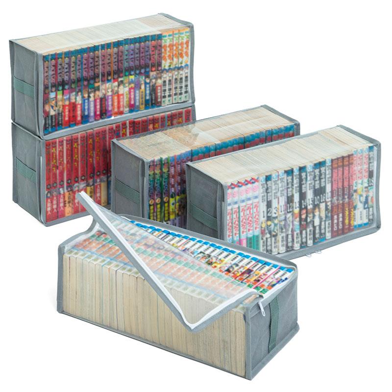アストロ コミック収納ケース 5個組 不織布製 漫画収納 透明窓付き