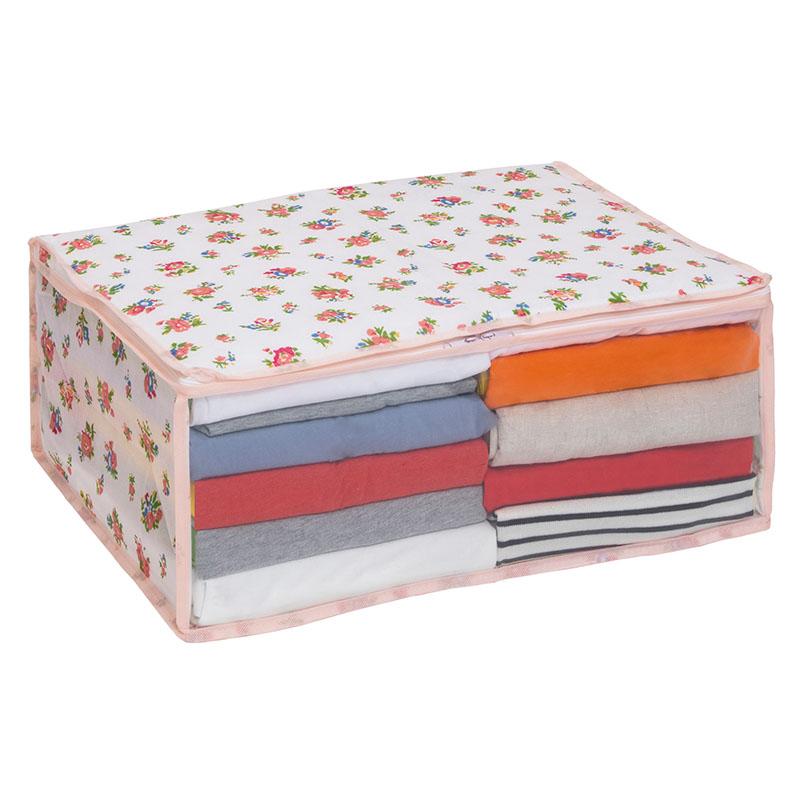 衣類収納袋 不織布製 花柄 かわいい 透明窓 洋服 保管 衣替え 収納