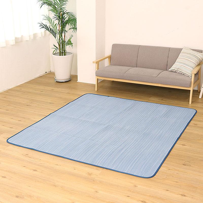 アストロ公式 製品保証付き 接触冷感ラグ 185×185cm すべり止め付き 縞