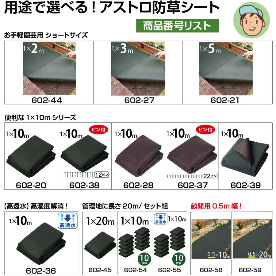 アストロ公式 防草シート 改良版 1×10m グリーン 除草シート 不織布