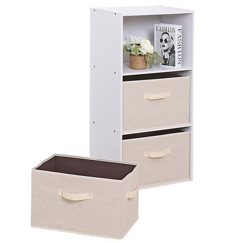 収納ボックス 3個セット 不織布製 カラーボックスにぴったり ベージュ