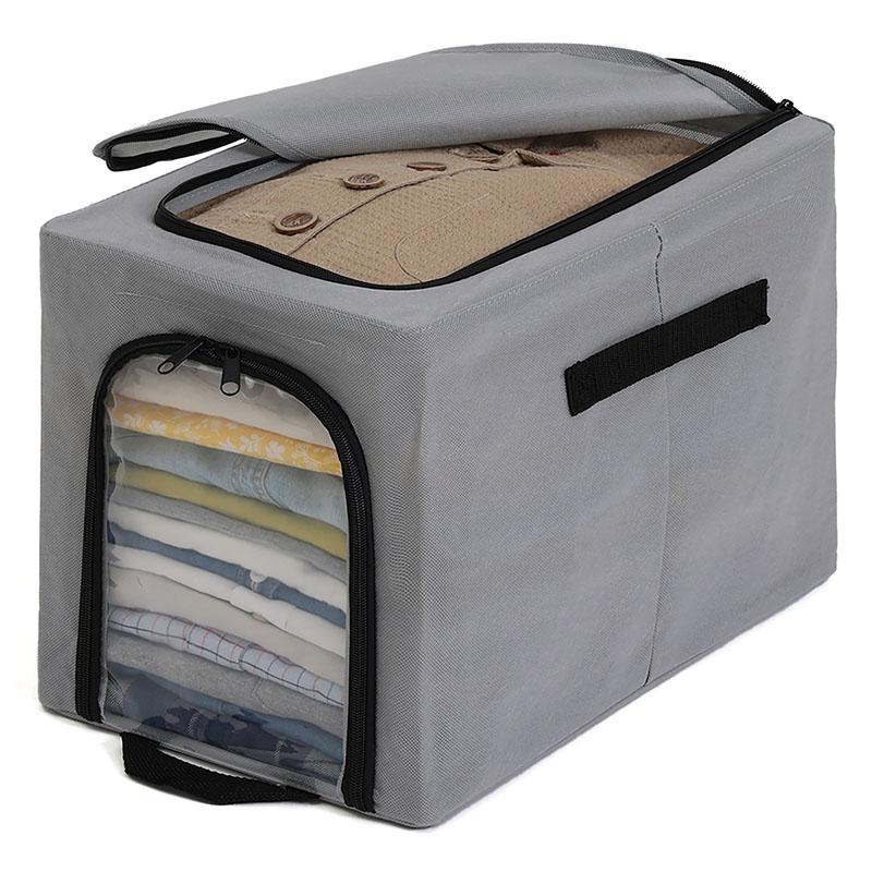 ワイヤー収納ケース グレー 不織布製 ワイヤー入り 積み重ねできる 耐荷重約6kg 衣類 帽子 バッグ 収納ボックス 丈夫 折りたたみ アストロ 620-69 | アストロ | 10