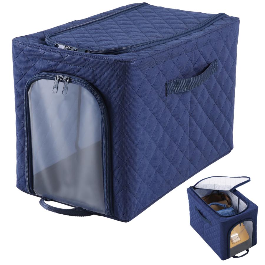 ワイヤー入り収納ケース 2個組 衣類用 吸湿 除湿 防ダニ ネイビー 不織布 積み重ね スタッキング アストロ 620-96 |  | 06