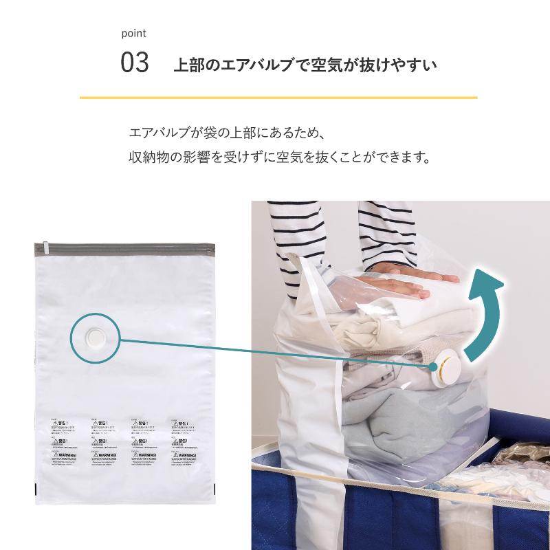 圧縮袋 衣類 衣類圧縮袋 立体圧縮袋 一体型 収納ボックス ネイビー 仕切り付き マチ付き 掃除機不要 アストロ 623-46 |  | 05