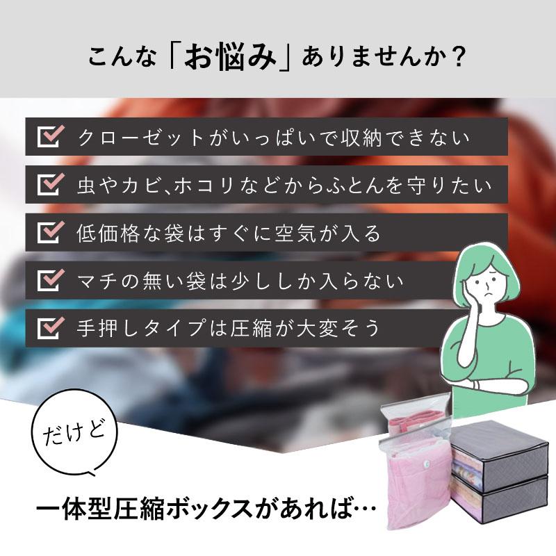 布団圧縮袋 活性炭消臭 収納ケース付き 2個組 底マチ付き 不織布製 衣替え 収納ボックス 毛布 タオルケット 掛布団 圧縮袋 透明窓付き グレー アストロ 623-55 |  | 02