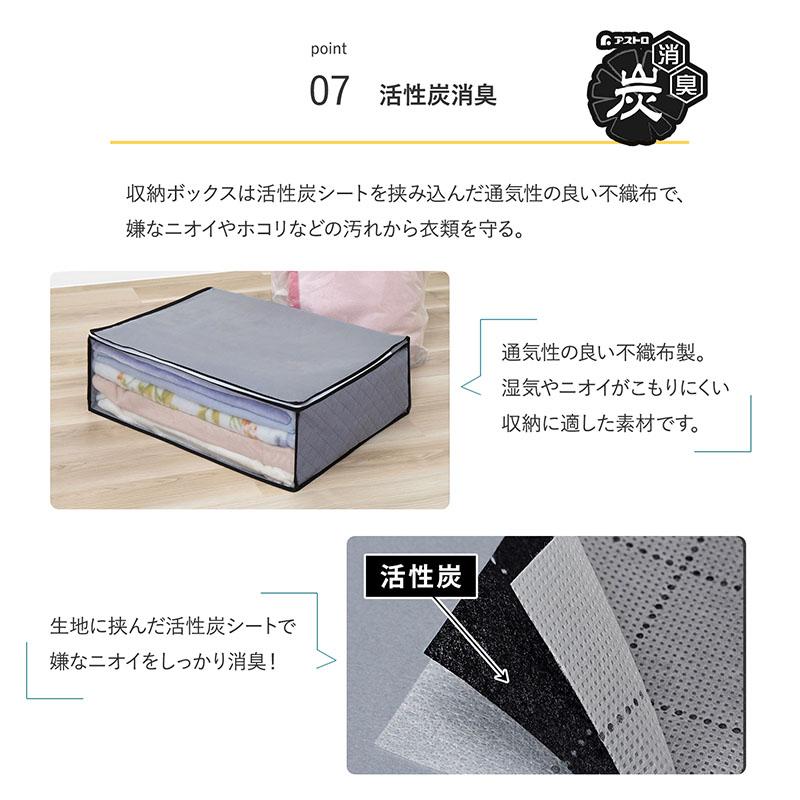 布団圧縮袋 活性炭消臭 収納ケース付き 2個組 底マチ付き 不織布製 衣替え 収納ボックス 毛布 タオルケット 掛布団 圧縮袋 透明窓付き グレー アストロ 623-55 |  | 09