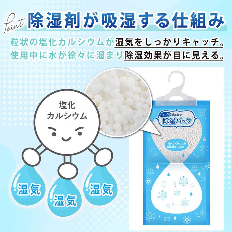 除湿パック 5個組 吊り下げ 除湿剤 湿気取り 防カビ クローゼット 除湿量約500ml 梅雨 衣替え アストロ 707-04｜1storage｜07