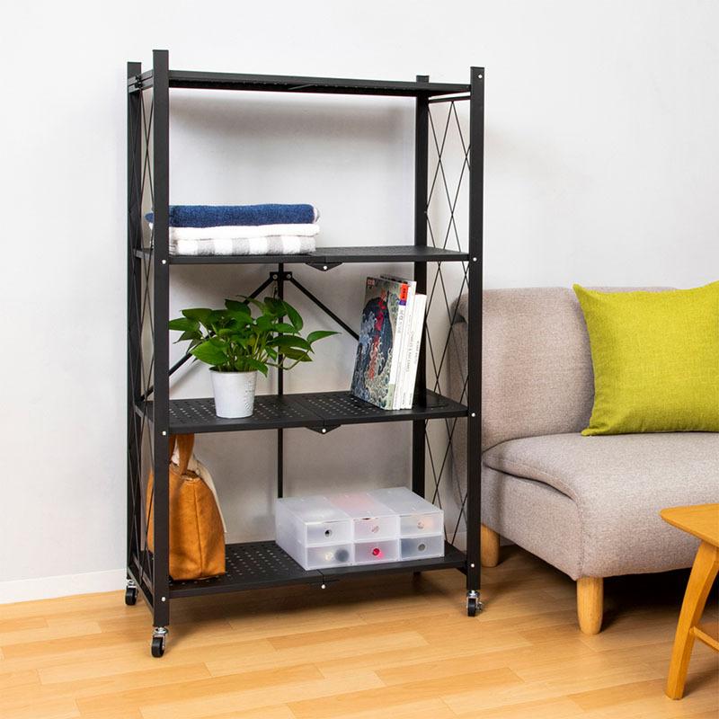 アストロ公式 メタルラック 4段 幅70 奥行34 高さ127cm 黒 キャスター