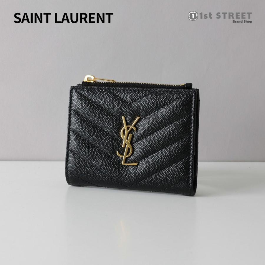 品質の良い商品 Saint Laurent サンローラン 二つ折り財布 ブラック