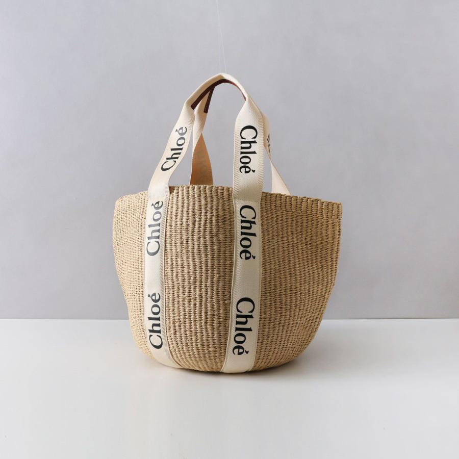 クロエ CHLOE トートバッグ ホワイト バッグ ウッディ バスケット L  