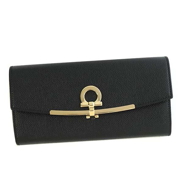 FERRAGAMO フェラガモ 長財布 ブラック 22D150 683312 GANCINO FERRAGAMO フェラガモ 長財布 ブラック 22D150 683312 GANCINO