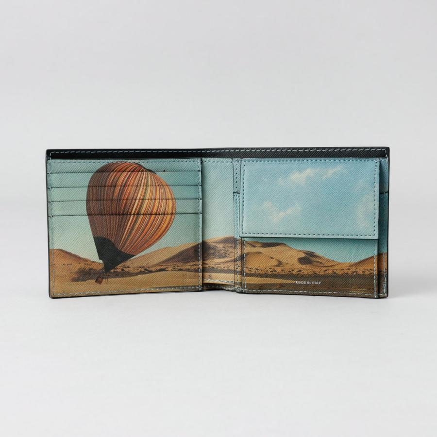 並行輸入 ポールスミス PAUL SMITH 2つ折財布 ブラック 財布 スリム財布 革 レザー プリント 銭入れ付 M1A4833 BLACKS MBALLO 79 メンズ ★の画像