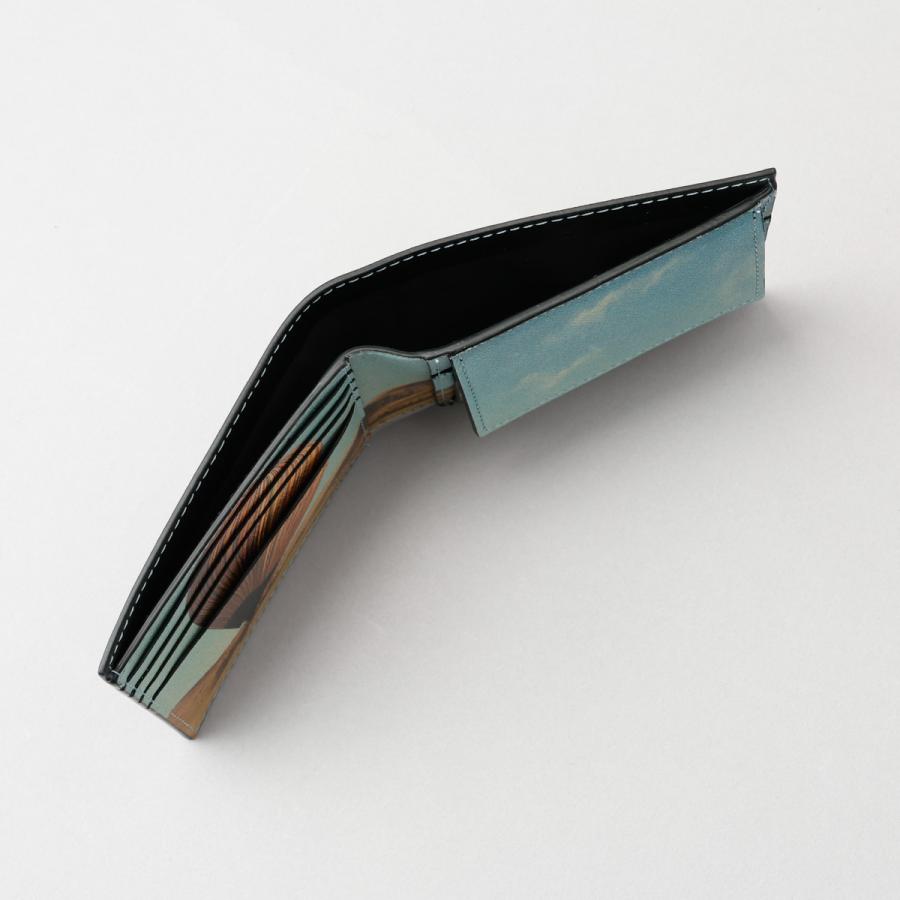 並行輸入 ポールスミス PAUL SMITH 2つ折財布 ブラック 財布 スリム財布 革 レザー プリント 銭入れ付 M1A4833 BLACKS MBALLO 79 メンズ ★の画像