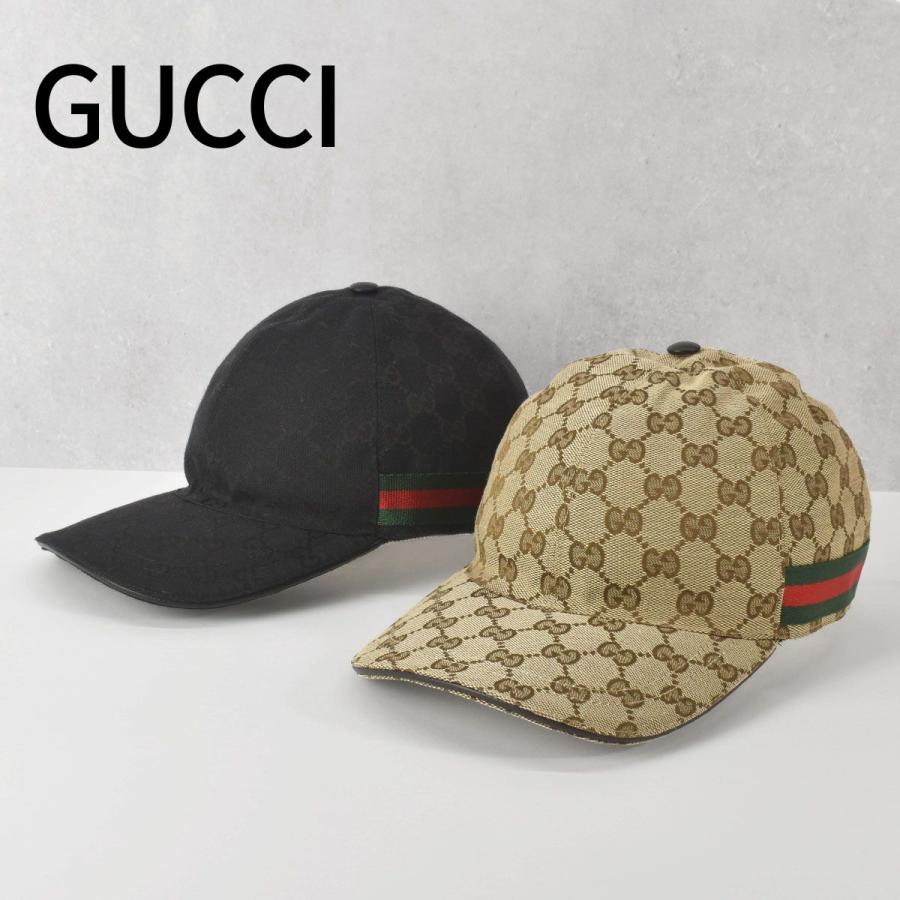 グッチ GUCCI キャップ 200035 KQWBG ブラック/ベージュ M/Lサイズ