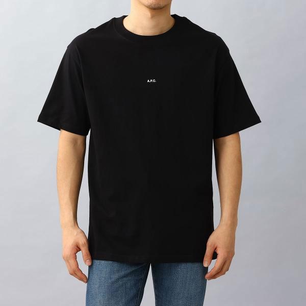 アーペーセー A.P.C. メンズTシャツ Tシャツ コットン ロゴ クルーネック ブラック H26929 COEIO LZZ TSHIRT