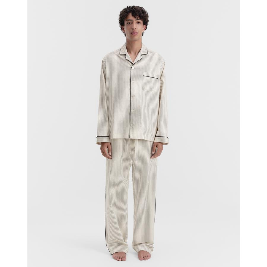 正規販売店 テクラ TEKLA パジャマ 長袖シャツ メンズ レディース ストライプ ルームウェア サテン PAJAMA SATINの画像