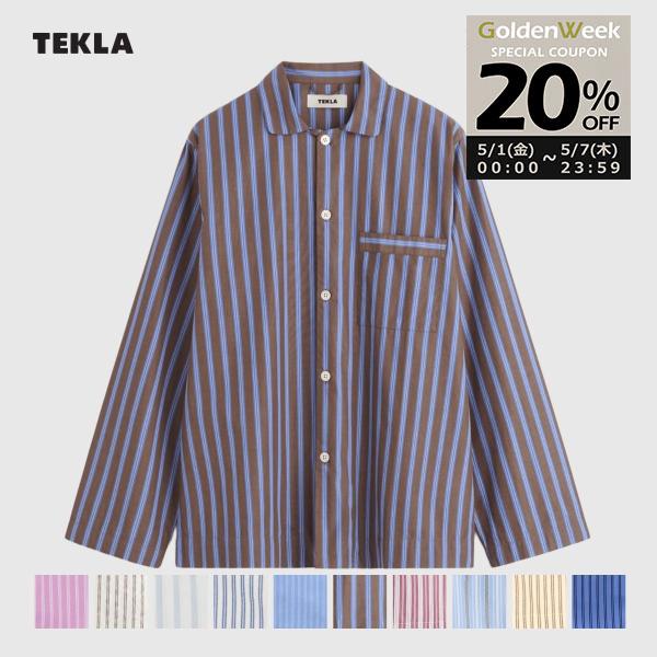 【美品】TEKLA テクラ パジャマ ストライプ 長袖シャツ TEKLA（テクラ） 正規販売店 長袖シャツ パジャマ シャツ ストライプ