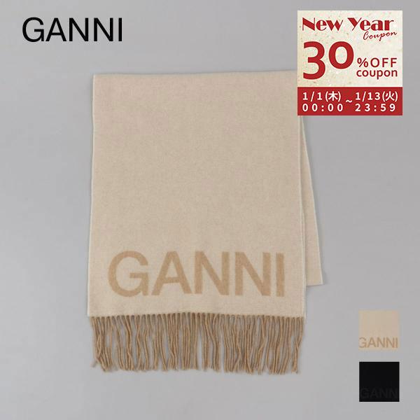 GANNI（ガニー） 並行輸入 マフラー ストール スカーフ ロゴ ウール