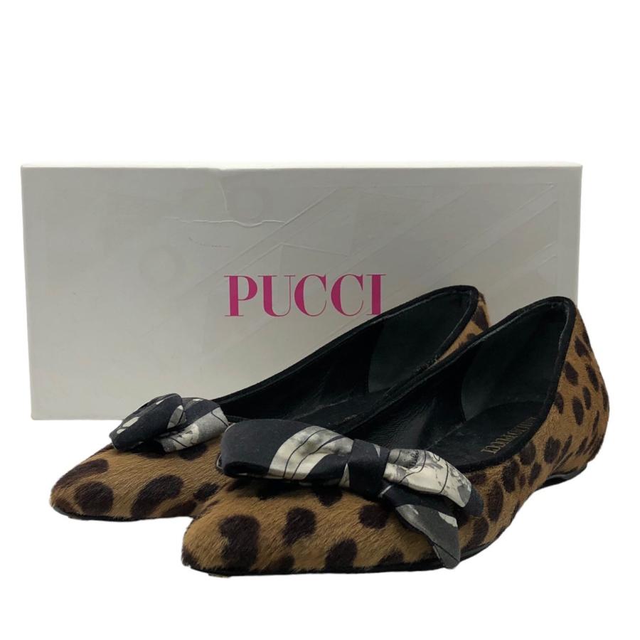 EMILIO PUCCI(エミリオプッチ) レオパードパンプスリボンフラット 
