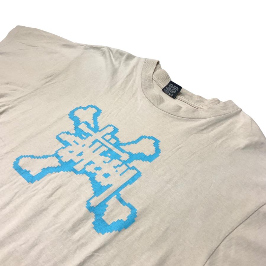 STUSSY(ステューシー) 90~00's dot pixel logo Tシャツ ドット ピクセル ロゴ 紺タグ SIZE L アイボリー×ライトブルー｜1ten-brand-used｜02