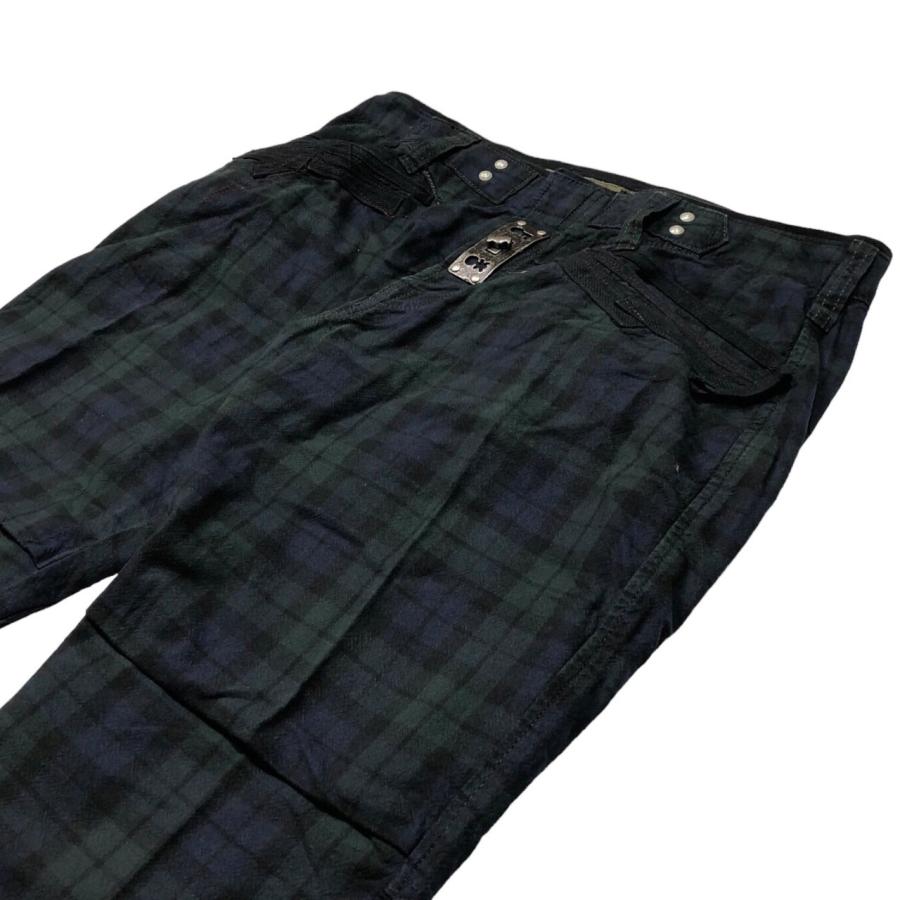 MARITHE FRANCOIS GIRBAUD(マリテフランソワジルボー) 00's gimmick check pants ギミック チェック パンツ  M7-2561 M ネイビー×グリーン Y2K｜1ten-brand-used｜02