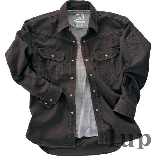 【廃番特価】M-5L 作業服 寅壱 スラブデニム 限定生産品 8270-125 長袖シャツ 綿100％ (大きいサイズも同価格) | 寅壱 | 03